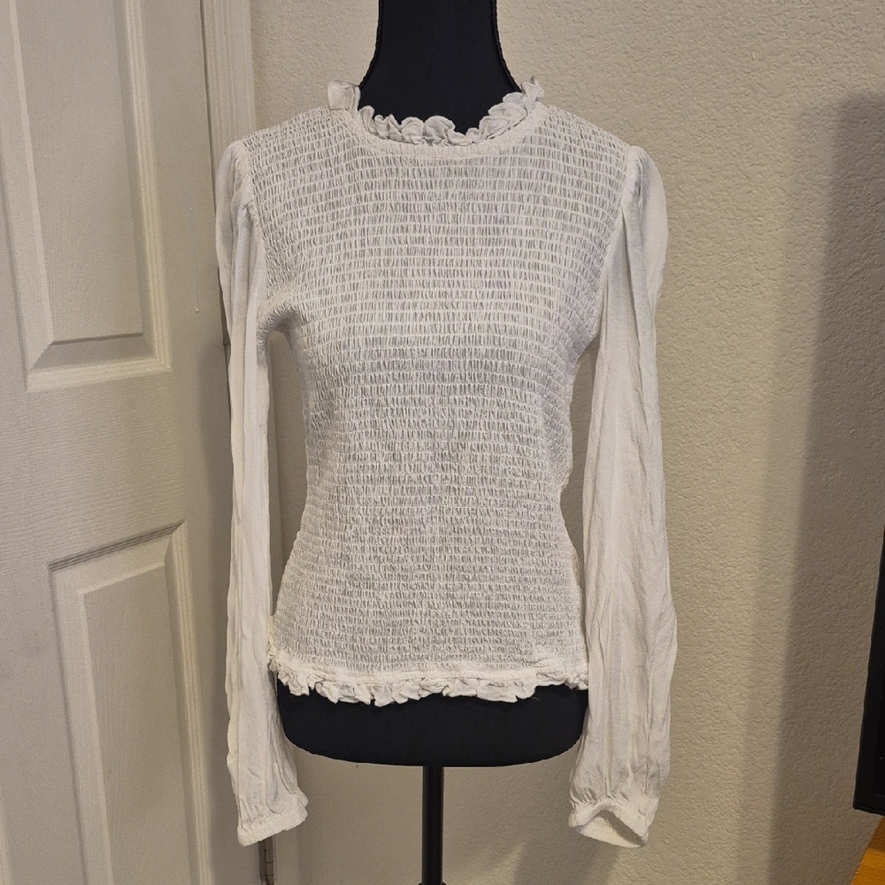 VENUS White Smocked Blouse